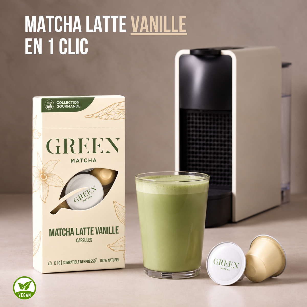 CAPSULES MATCHA CÉRÉMONIE LATTE VANILLE VEGAN